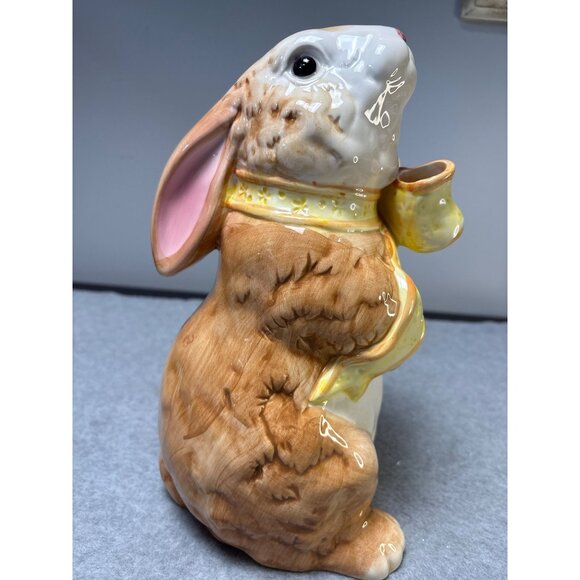 Ceramic Bunny Figurine with Bow - 10" Tall - Adorable Rabbit Home Decor - Picture 8 of 9